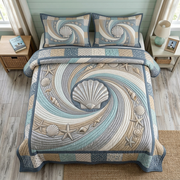 Coastal Whisper 3-Piece Quilted Bedding Set