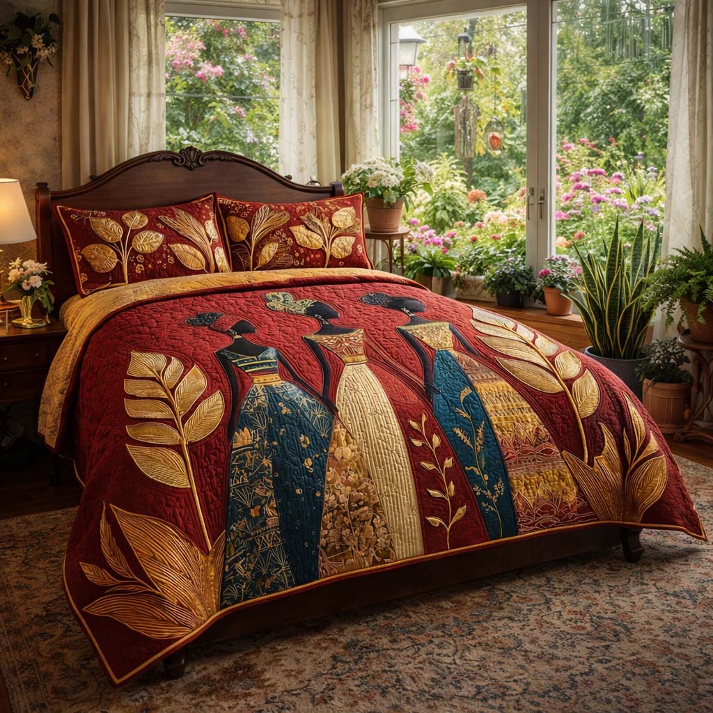 Golden Queens 3-Piece Quilted Bedding Set