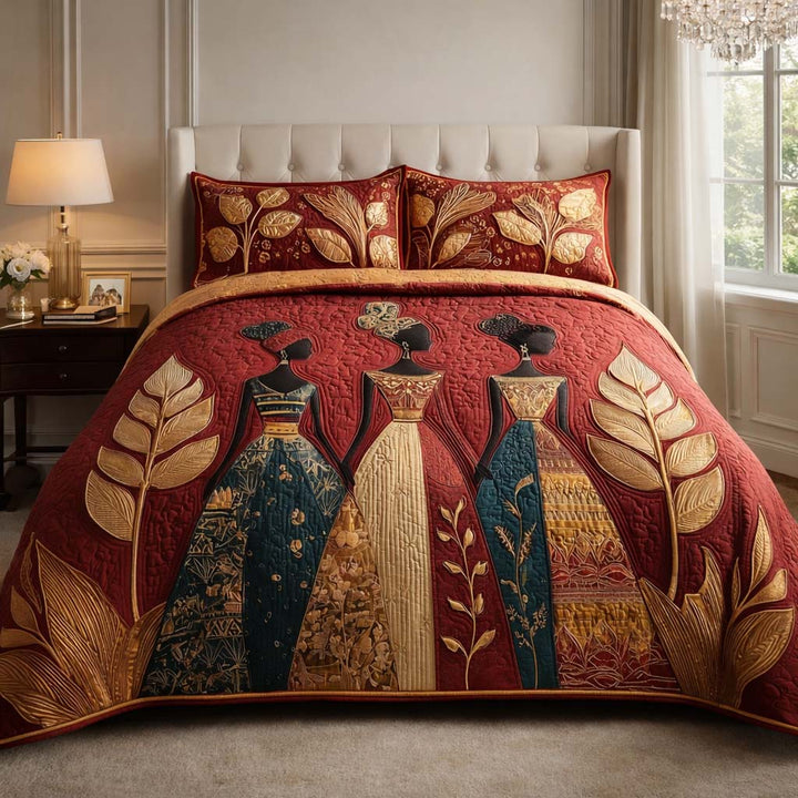 Golden Queens 3-Piece Quilted Bedding Set