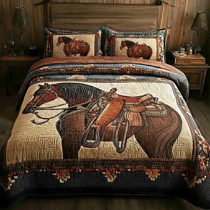Prairie Horse 3-Piece Quilted Bedding Set