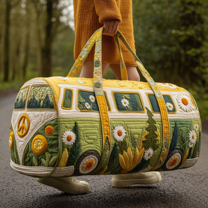 Quilted Duffle Bag with Hippie Van Design