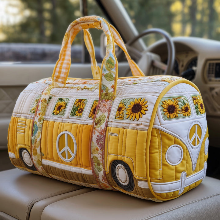 Quilted Duffle Bag - Yellow Hippie Van Design